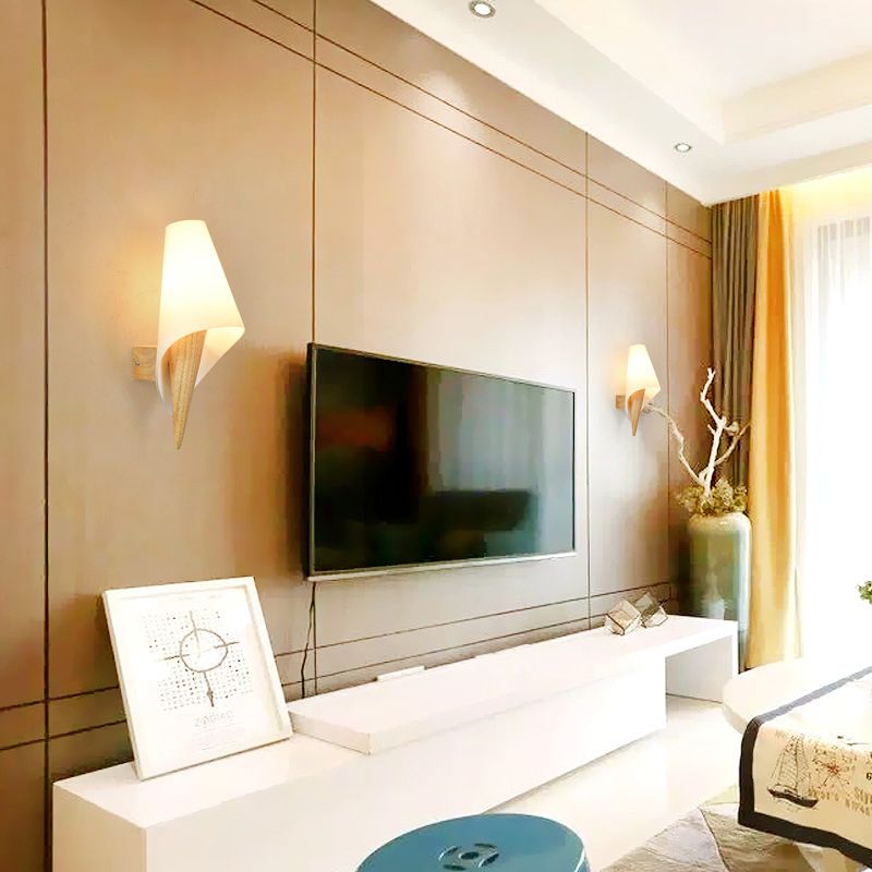 Modern Style Wrapped Wall Light Wood 1 Light Sconces for Bedroom