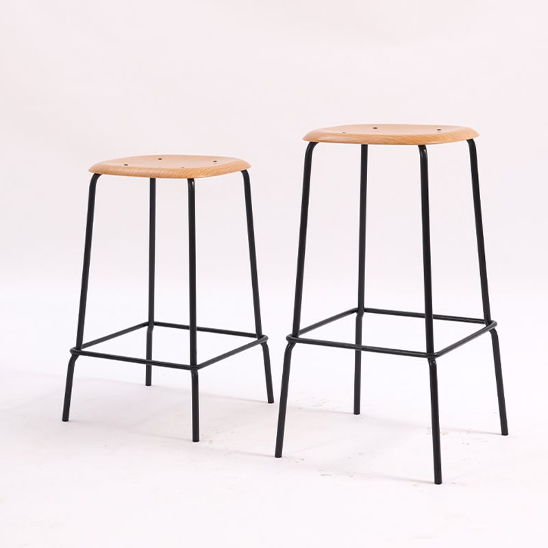 Solid Wood Counter & Bar Stools Modern Indoor Stools with Metal Base