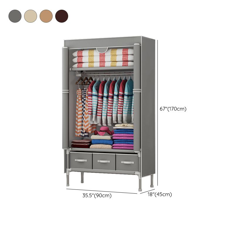 Steel Wardrobe Armoire with Drawer Modern Wardrobe Cabinet for Home