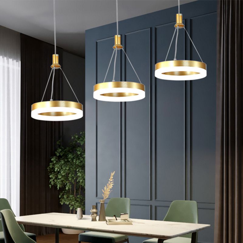 Ring -Form Esszimmer Drop Anhänger Acryl -LED Moderner LED Multiple hängende Licht in Gold/Kaffee, warmes/weißes Licht