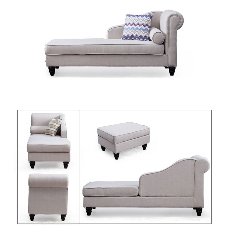 Modern Style Chaise Lounge Couch Solid Color Lounge Chair with Linen