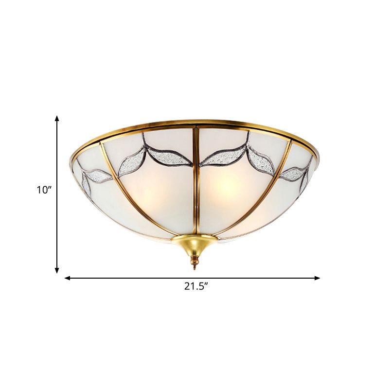 Plafoniera da soffitto a incasso larga in vetro smerigliato da 14"/18"/21,5" Tradizionale a 2/3/4 luci Illuminazione per camera da letto con montaggio ad incasso in oro