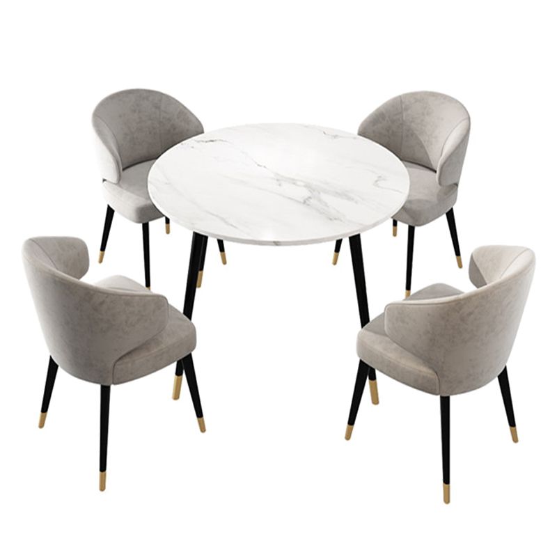 Ronde vorm Moderne eettafel Witte toon vaste tafel met gesinterde steen