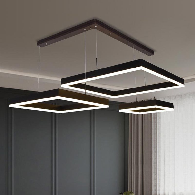 Lámparas de lámpara cuadrada moderna lámpara de metal 3 luces lámparas de lámpara