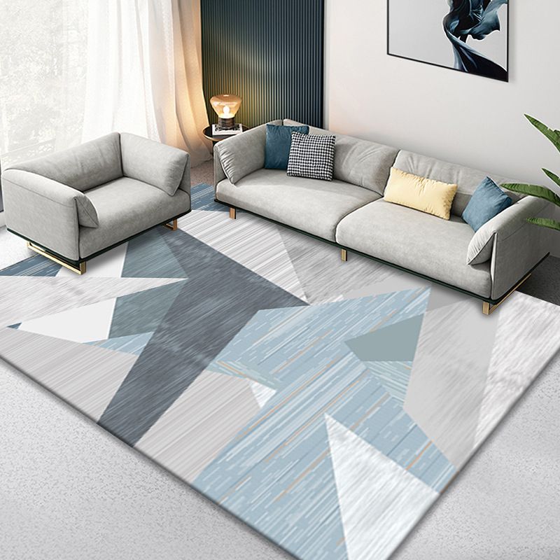 Aesthetic Triangle Design Indoor Rug Simple Contemporary Rectangle Rug Polyester Anti-Slip Backing Carpet for Home Decoration