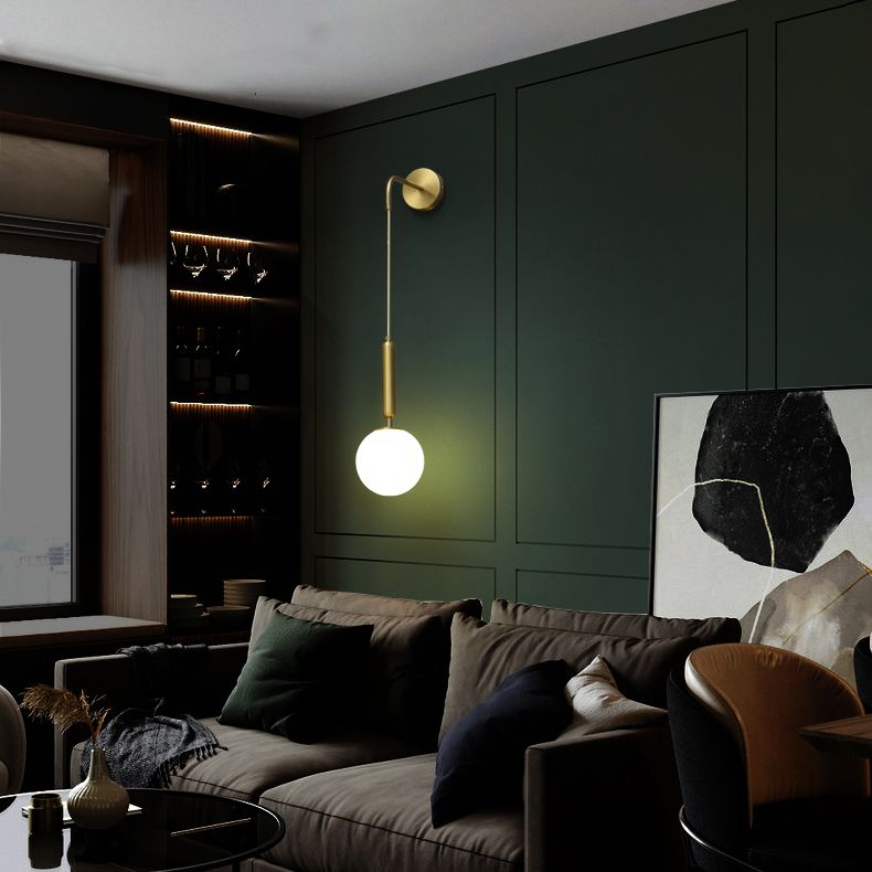 Globe Shaped Wall Sconce Modern Minimalist Style Glass 1 Light Sconces for Bedroom