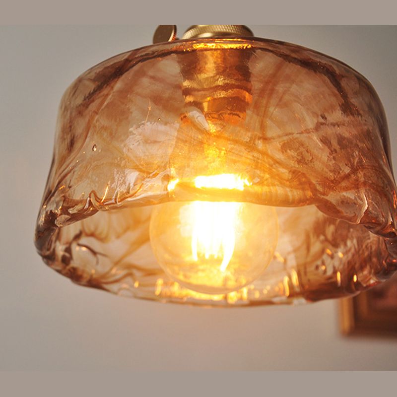 1 Light Geometric Ceiling Light Industrial Style Dimpled Blown Glass Hanging Pendant Lights for Restaurant