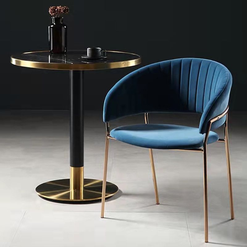 Glam Home Kitchen Dining Chair Velvet Upholstered Open Back Arm Chair