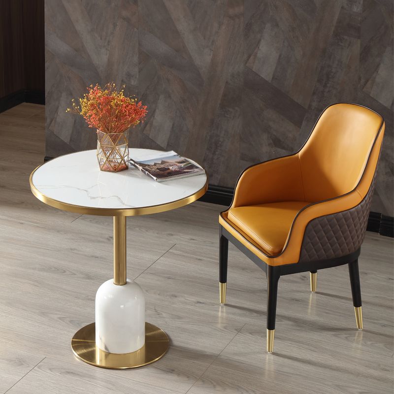 Round Stone Dining Table Traditional Luxury Dining Room Collection with Pedestal Base