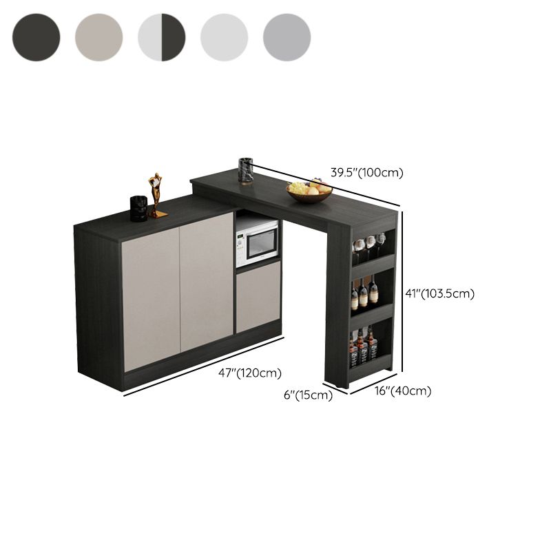 Modern Style Rectangle Bar Table Living Room Bistro Bar Desk with Storage