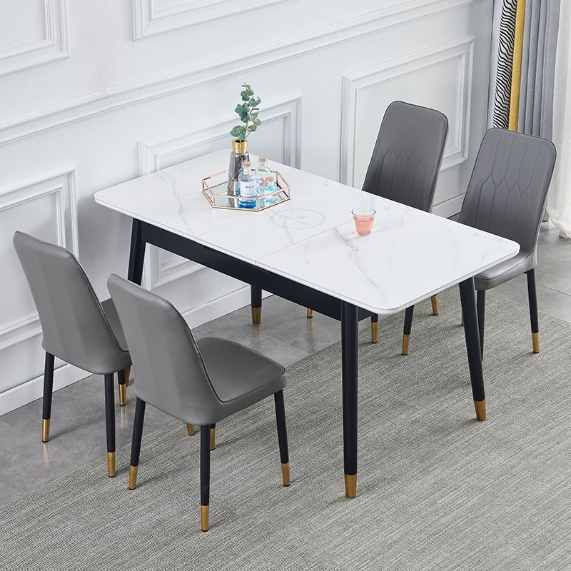 Contemporary Rectangle Dining Room Table White Sintered Stone Table with 4 Legs