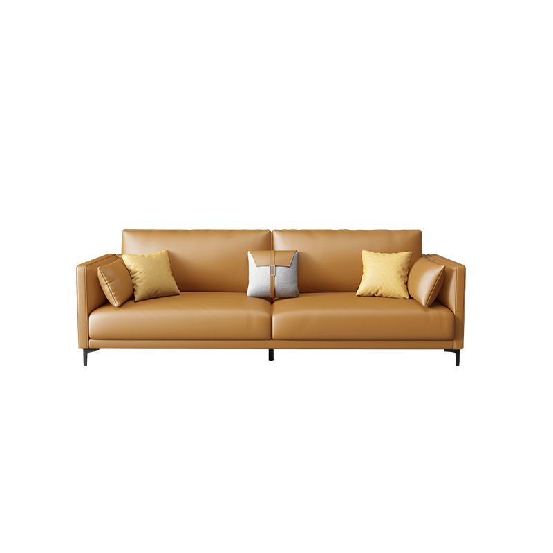 Living Room Cushions Stain Resistant Faux Leather Square Arm Sofa