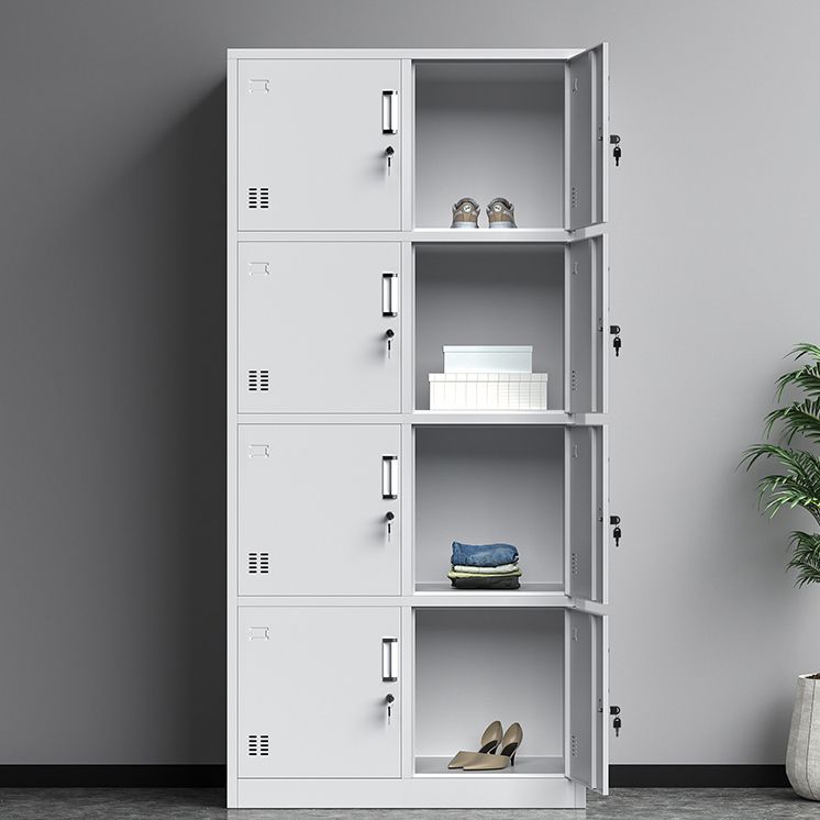 White Steel Wardrobe Cabinet Contemporary Hinged Wardrobe Closet