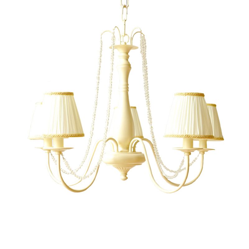 5 bulbos Candelier de cristal Tombra plisada Sala de estar marrón/blanca accesorio de iluminación colgante
