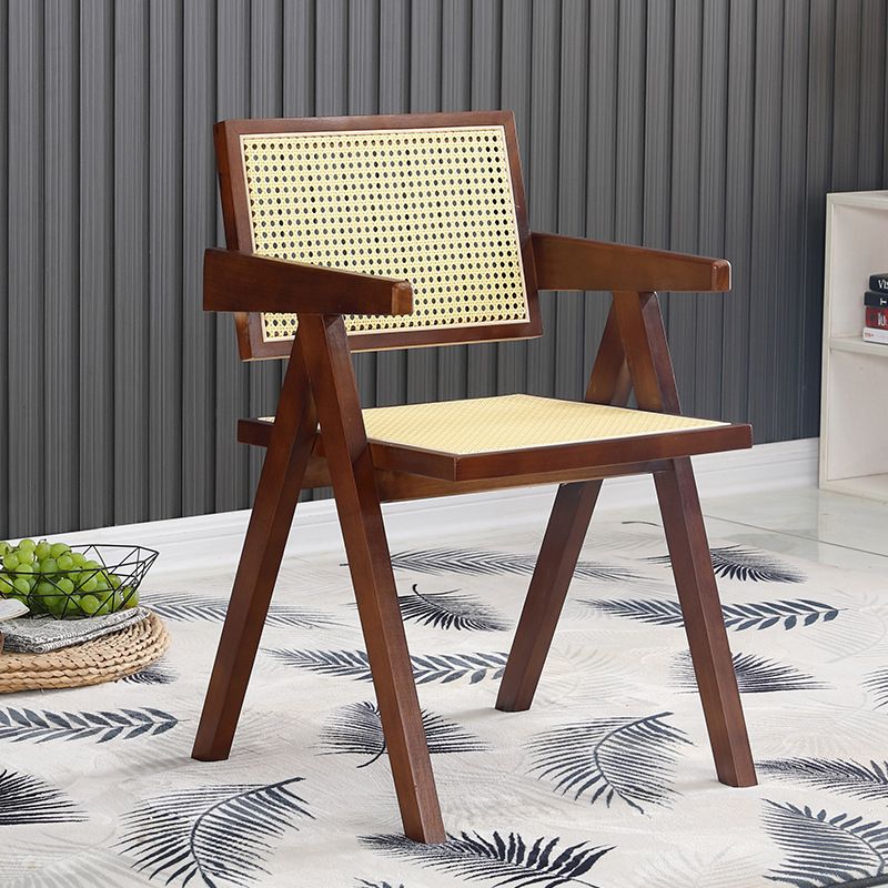 19.68" Wide Arm Chair Solid Wood Frame Chair with Woven Back