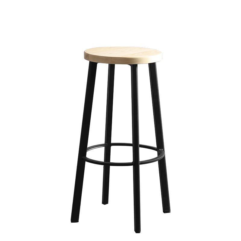 Modern Minimalist Bar And Counter Stool Wrought Iron Solid Wood Cafe Bar Stool,Set of 4