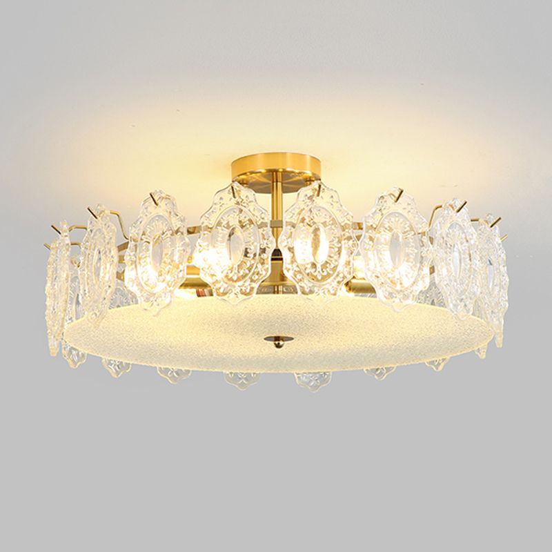 Contemporary Ceiling Lamp Household Glass Shade Flush Mount Light Fixture