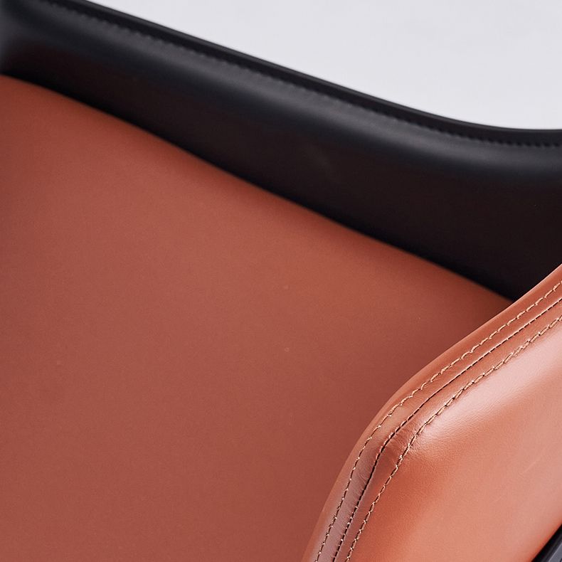 Silla de comedor de metal moderno, silla de comedor con brazo de cuero para uso doméstico