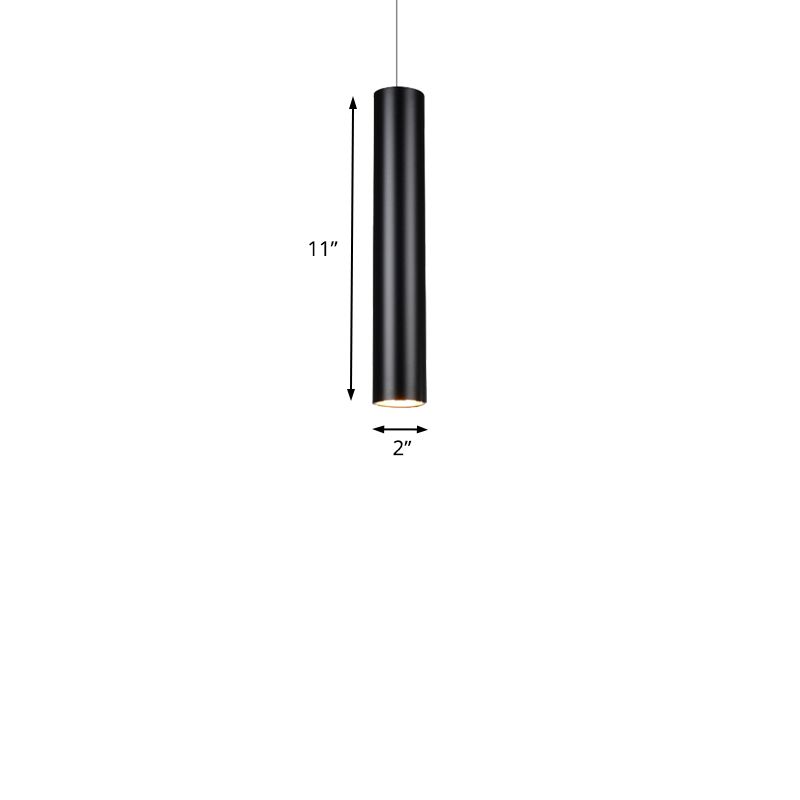 11"/19"/27" Height Cylinder Aluminum Pendant Lighting Minimalist Black LED Light for Dining Room in Warm/White