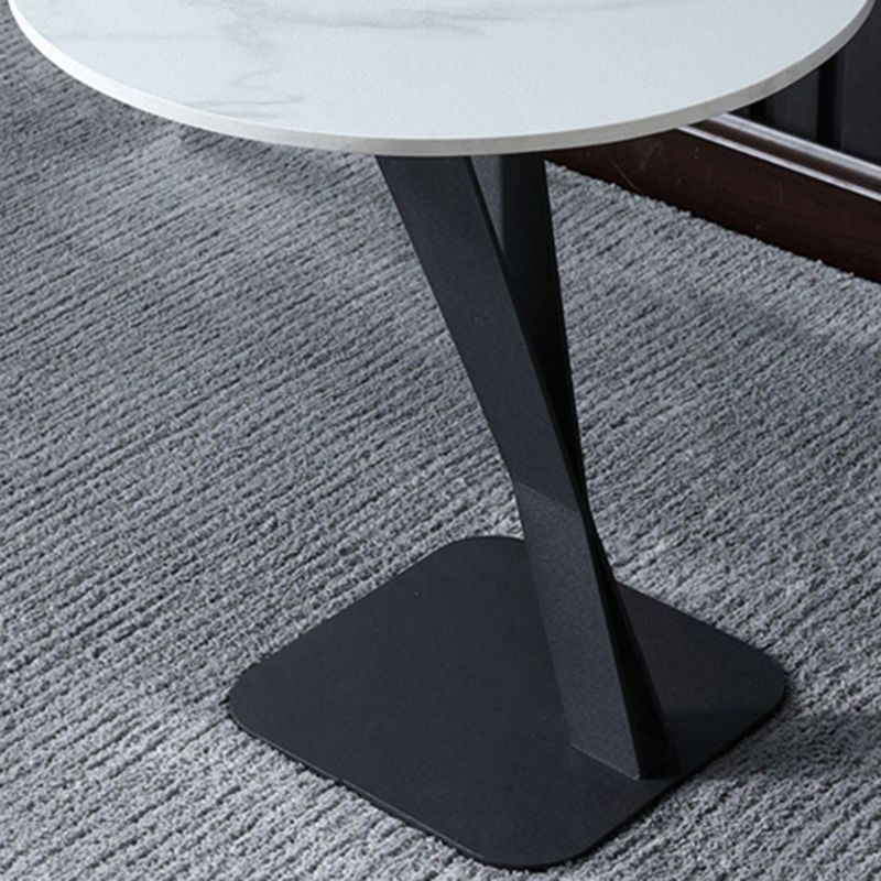 Pedestal Base Design Black Metal White/white Gold/black SLATE Top Round Side Table