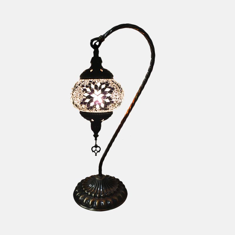 Tavolo da letto a braccio curvo leggero vetro arte arte retrò singola lampadina bianca/gialla/arancione comodini