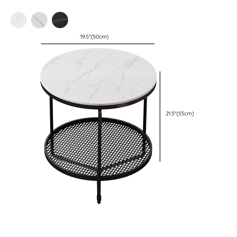 21"H Contemporary Cocktail Table Storage Round Coffee Cocktail Table