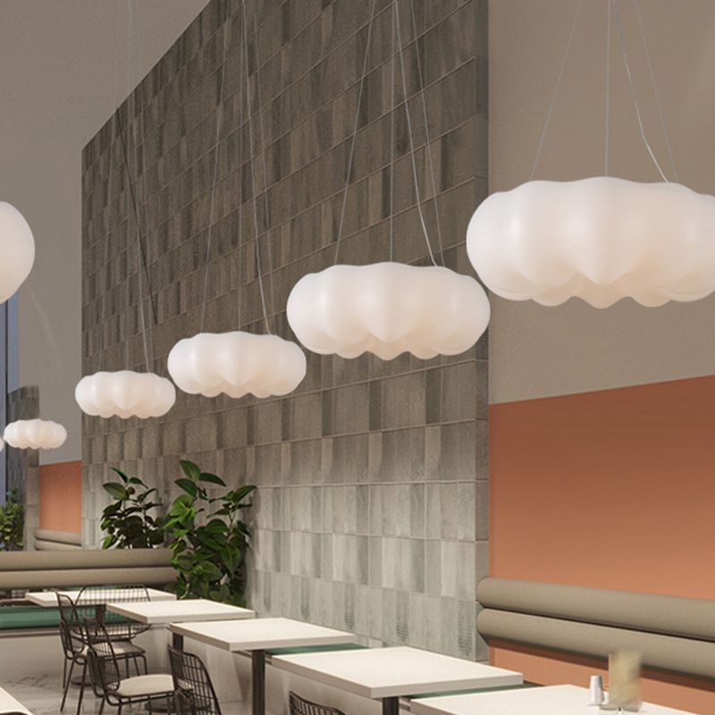 White Hanging Lamp Minimalist Style Plastic Chandelier Pendant Light Fixture