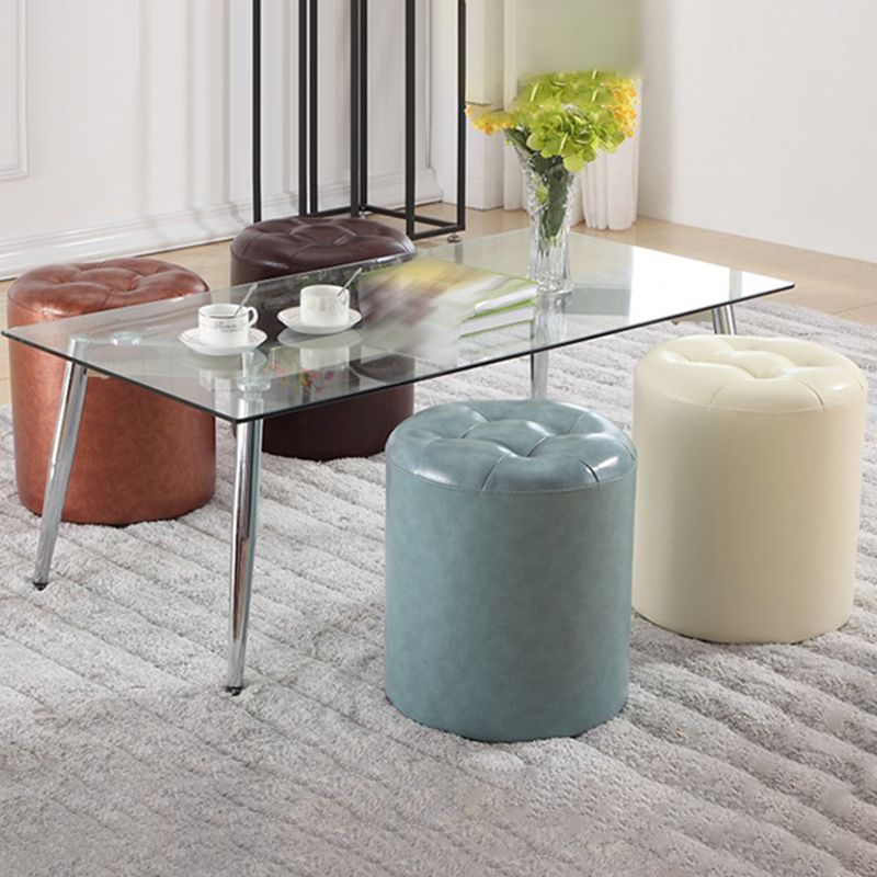 Wine Red Modern Pouf Water Resistant Round Pouf for Drawing Room