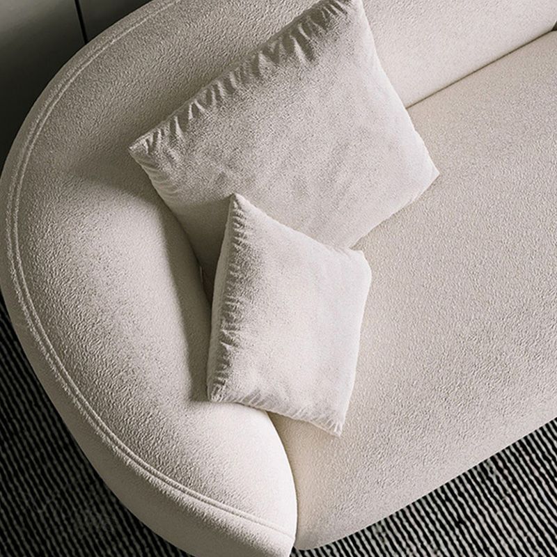 Scandinavian Tuxedo Arm Sofa with Chaise 27.56" H White Curved Sofa