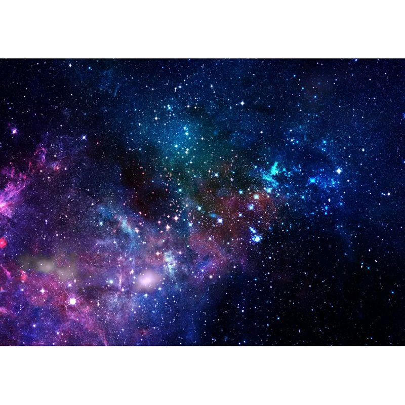 Minimalist Nebula Wall Mural Decal for Bedroom Decoration, Custom-Printed Wall Art in Blue and Purple