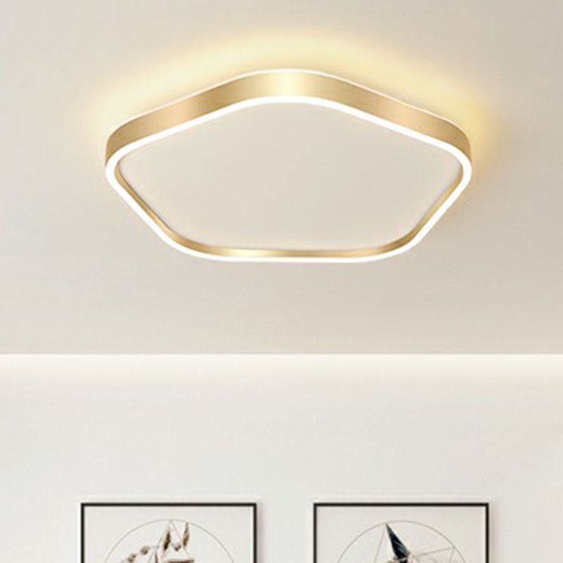 Gold Pentagon Flush Mount Led Light Simple Style Acrylic Ceiling Lighting for Bedroom
