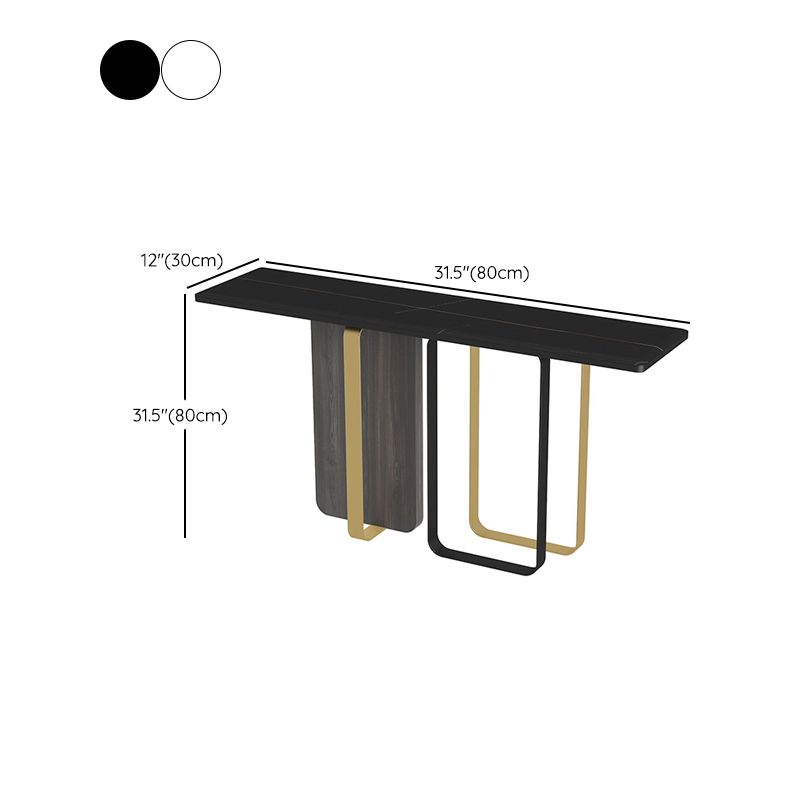 Glam Console Table Rectangle Stone Accent Table , 12 Inch Wide
