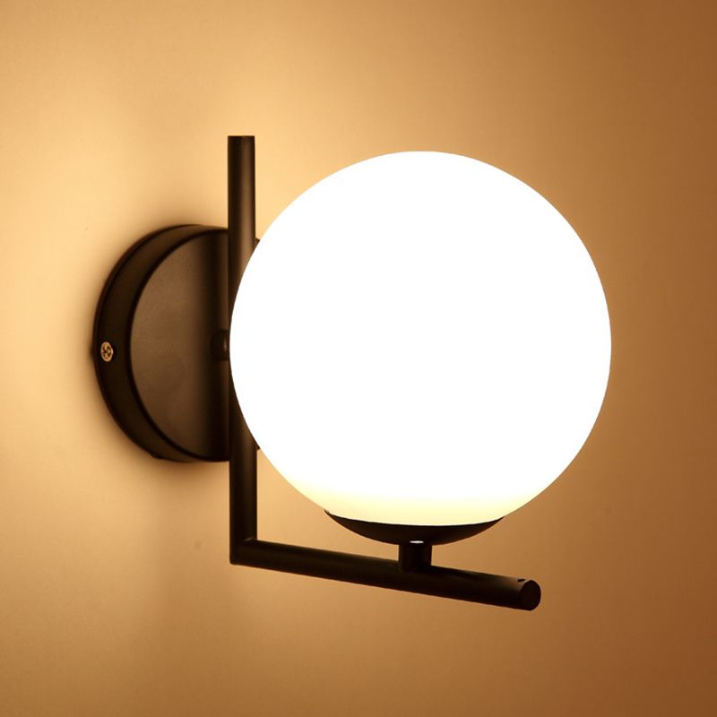 Spherical Bedroom Wall Sconce Lighting Glass Modern Style Wall Mounted Light Fixture