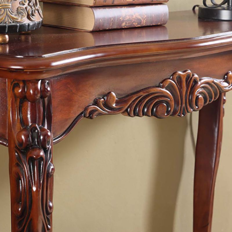 Free Form Shape Contemporary Console Table in Brown Wood Console Sofa Table