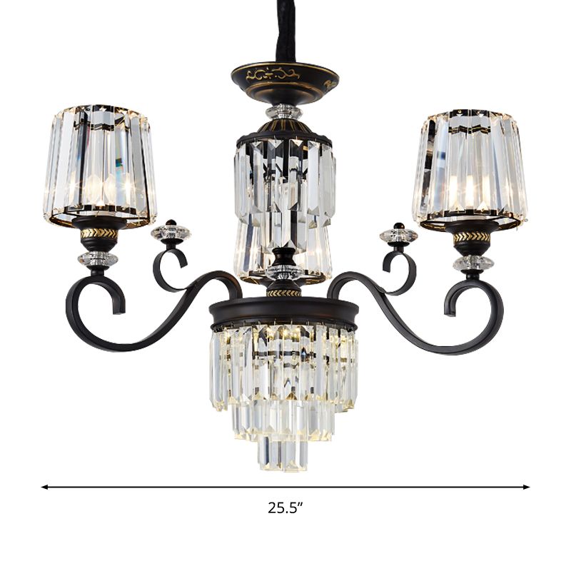 Lámpara de suspensión de techo de 3/6 luces minimalistas de 3/6 luces de 3/6 luces de 3/6 luces con sombra cónica en negro