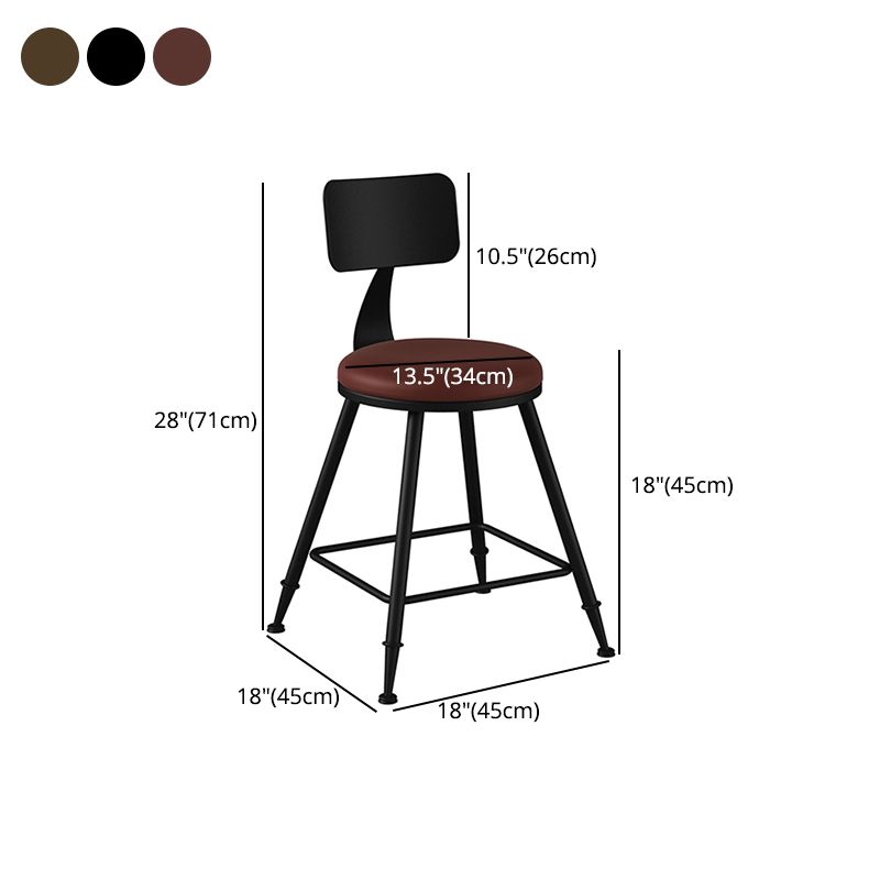 Taburete industrial sin brazos para mostrador, taburete de bar de hierro para cajero con cojín de cuero