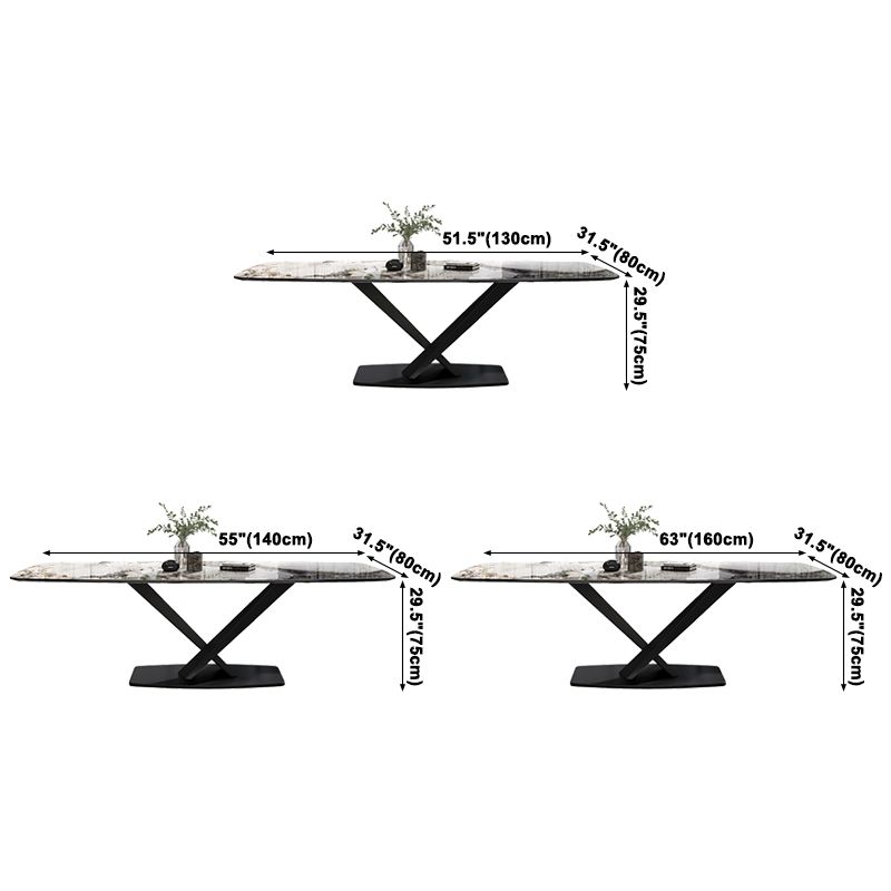 Metal Contemporary Rectangular Dining Table Sintered Stone Dining Table for Dining Room