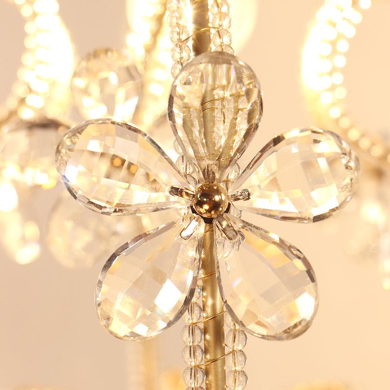 Éclairage de lustre à cage à gourde avec perle en cristal vintage 1 plafond lumière pendante en or