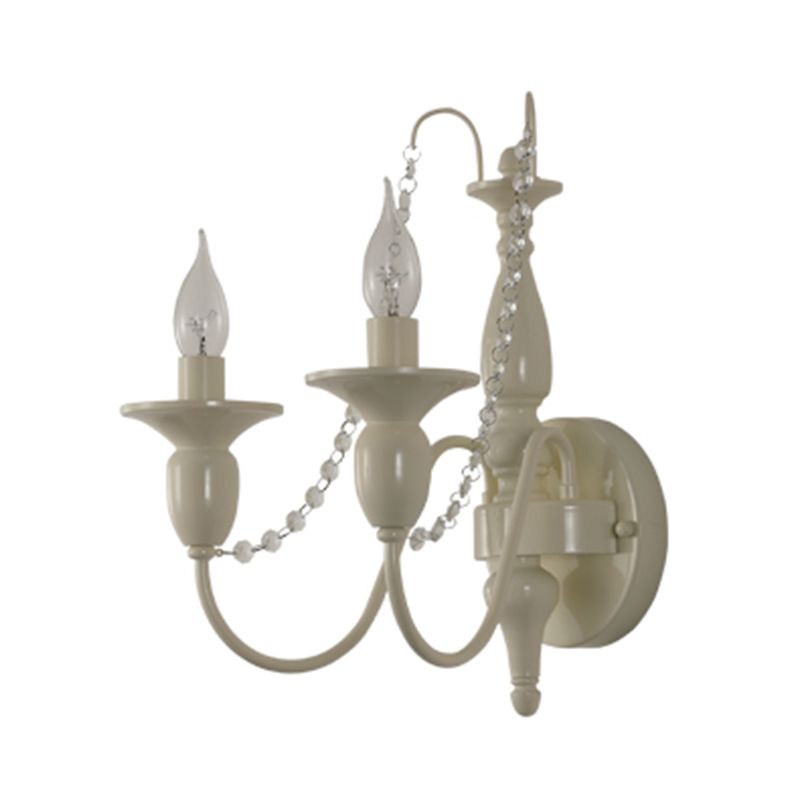 Candle Shape Crystal Wall Sconces Modern 1/2-Light Wall Mount Light Fixture in White
