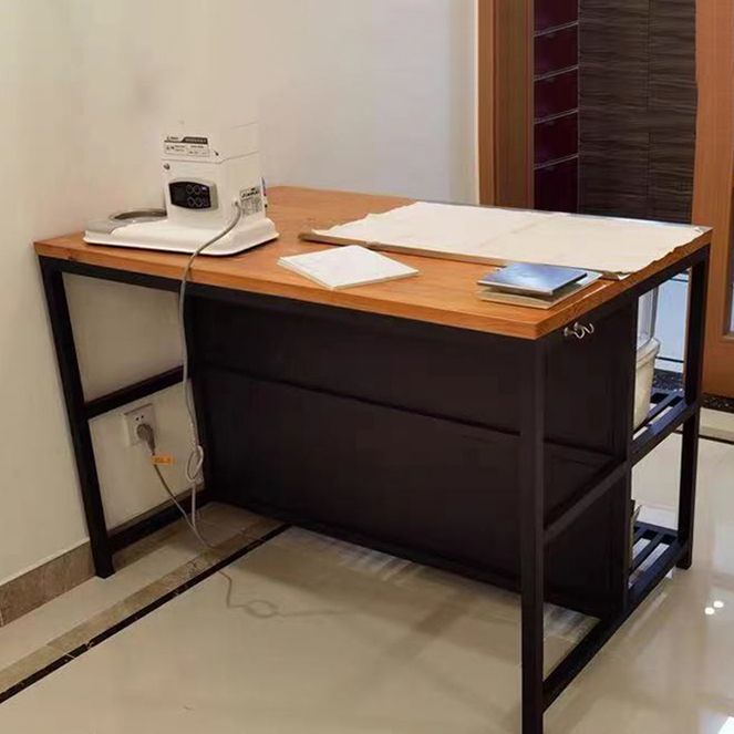 Modern Wood Prep Table Rectangle Island Table for Kitchen Room