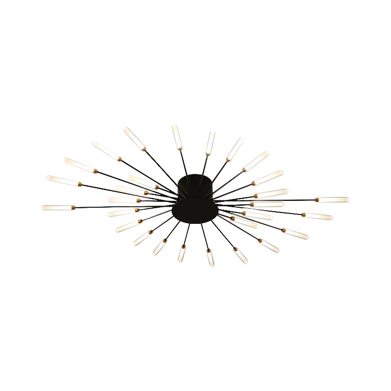 Lámpara de techo con ráfaga negra/dorada, lámpara LED acrílica semiempotrada contemporánea de 12/18/28 luces para dormitorio