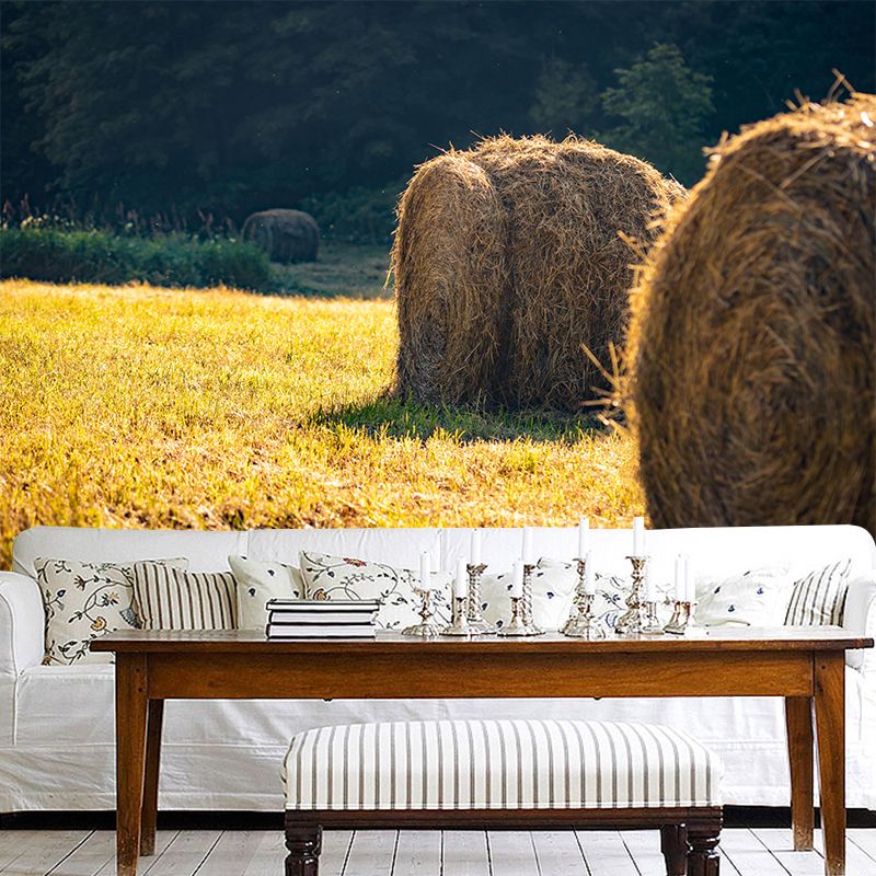 Customized Straw Bales Mural Environment Friendly Wallpaper for Accent Wall