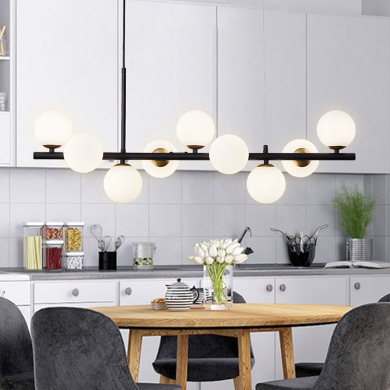 Multi-Head Island Lighting Fixtures Modern Restaurant Suspension Lamp with Glass Shade