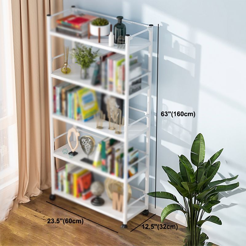 Open Etagere Bookshelf Contemporary Vertical Bookshelf with Caster Wheels