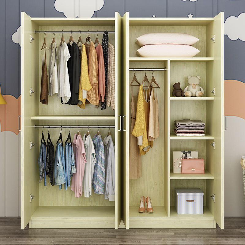 2 Door Modern and Contemporary Armoire Wood 4-shelf Wardrobe