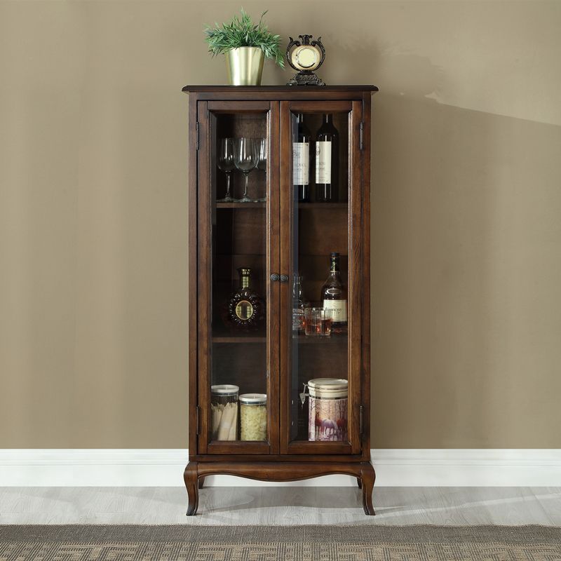 Mid-century Modern 51.18" Tall Glass Paned Accent Cabinet, Wooden Rectangle Cabinet