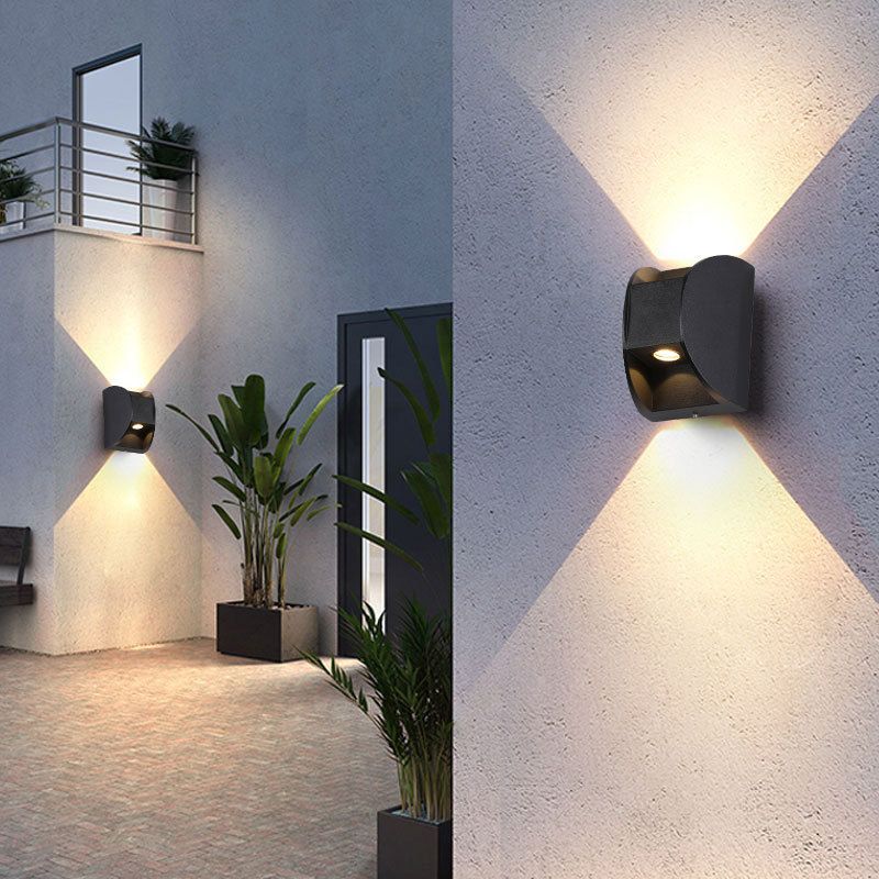 Geometric Shape Wall Lamp Modern Style Metal 2 Lights Wall Light in Black