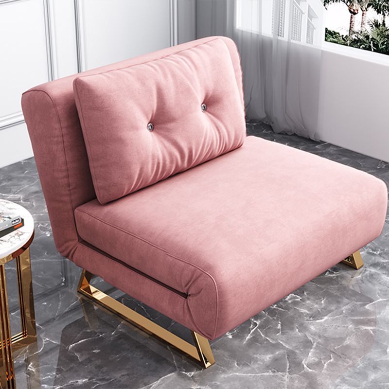 Foldable Convertible Sofas Pink Armless Glam Metal Sleeper Sofa