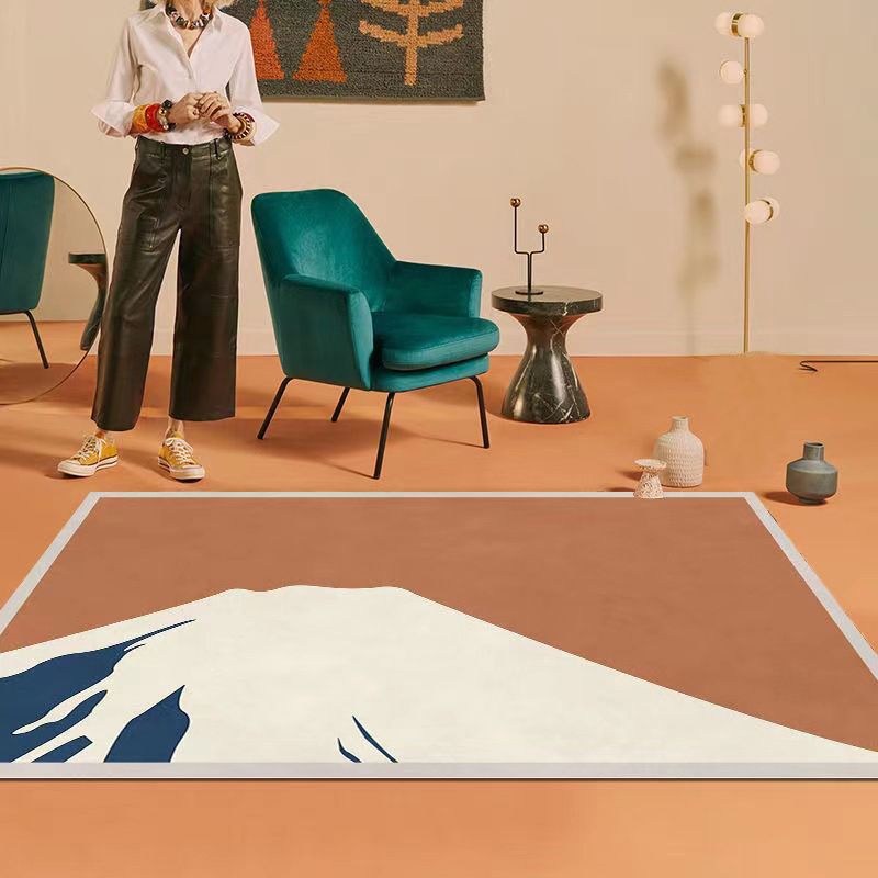 Brown Graphic Carpet Polyester Modern Carpet Stain Resistant Carpet for Living Room