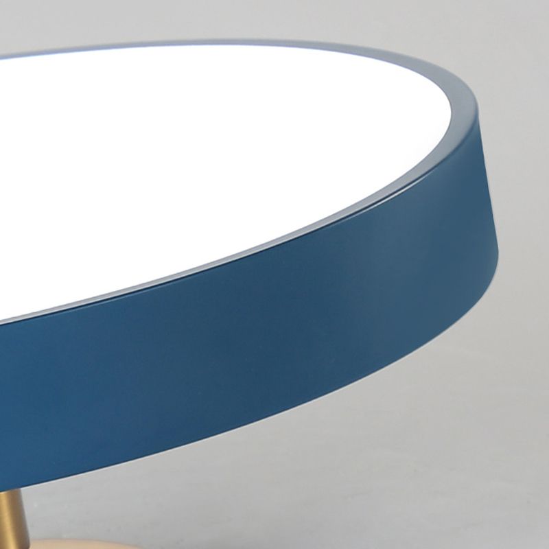 Modern Concise Circular LED Ceiling Light Wrought Iron Macaron Semi Flush Mount with Acrylic Shade